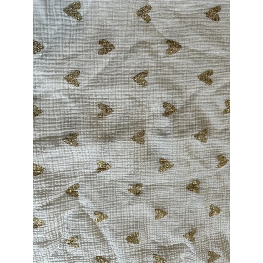Cloud Island Muslin Lovey Baby Security Blanket White Metallic Gold Heart Swaddl